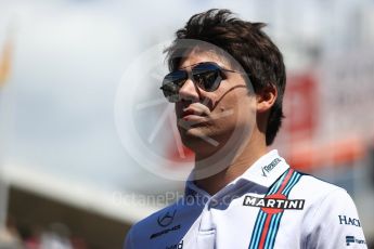 World © Octane Photographic Ltd. Formula 1 - Spanish Grand Prix Driver’s Parade. Lance Stroll - Williams Martini Racing FW40. Circuit de Barcelona - Catalunya, Spain. Sunday 14th May 2017. Digital Ref: 1824LB1D3566