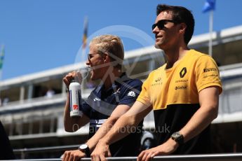 World © Octane Photographic Ltd. Formula 1 - Spanish Grand Prix Driver’s Parade. Jolyon Palmer - Renault Sport F1 Team R.S.17 and Marcus Ericsson – Sauber F1 Team C36. Circuit de Barcelona - Catalunya, Spain. Sunday 14th May 2017. Digital Ref: 1824LB1D3614