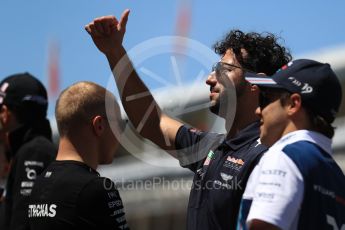 World © Octane Photographic Ltd. Formula 1 - Spanish Grand Prix Driver’s Parade. Daniel Ricciardo - Red Bull Racing RB13 and Felipe Massa - Williams Martini Racing FW40. Circuit de Barcelona - Catalunya, Spain. Sunday 14th May 2017. Digital Ref: 1824LB1D3669
