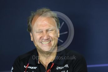 World © Octane Photographic Ltd. Formula 1 - Spanish Grand Prix – FIA Team Press Conference – Part 1. Robert Fernley - Deputy Team Principal of Sahara Force India. Circuit de Barcelona - Catalunya. Thursday 11th May 2017. Digital Ref: 1815LB1D0090