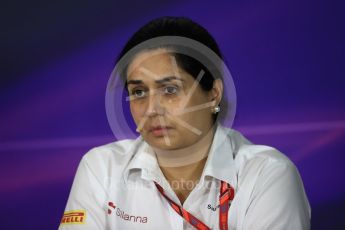 World © Octane Photographic Ltd. Formula 1 - Spanish Grand Prix – FIA Team Press Conference – Part 2. Monisha Kaltenborn – Team Principal of Sauber Motorsport. Circuit de Barcelona - Catalunya. Thursday 11th May 2017. Digital Ref: 1815LB1D0192