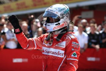 World © Octane Photographic Ltd. Formula 1 - Spanish Grand Prix Parc Ferme. Sebastian Vettel - Scuderia Ferrari SF70H. Circuit de Barcelona - Catalunya, Spain. Sunday 14th May 2017. Digital Ref:1826LB1D4470