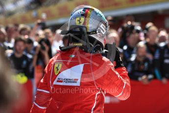 World © Octane Photographic Ltd. Formula 1 - Spanish Grand Prix Parc Ferme. Sebastian Vettel - Scuderia Ferrari SF70H. Circuit de Barcelona - Catalunya, Spain. Sunday 14th May 2017. Digital Ref:1826LB1D4481