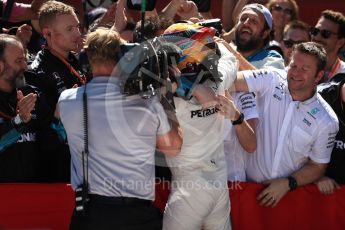 World © Octane Photographic Ltd. Formula 1 - Spanish Grand Prix Parc Ferme. Lewis Hamilton - Mercedes AMG Petronas F1 W08 EQ Energy+. Circuit de Barcelona - Catalunya, Spain. Sunday 14th May 2017. Digital Ref:1826LB1D4557