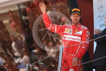 World © Octane Photographic Ltd. Formula 1 - Spanish Grand Prix Podium. Sebastian Vettel - Scuderia Ferrari SF70H. Circuit de Barcelona - Catalunya, Spain. Sunday 14th May 2017. Digital Ref:1826LB1D4617