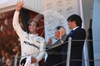 World © Octane Photographic Ltd. Formula 1 - Spanish Grand Prix Podium. Lewis Hamilton - Mercedes AMG Petronas F1 W08 EQ Energy+. Circuit de Barcelona - Catalunya, Spain. Sunday 14th May 2017. Digital Ref:1826LB1D4634