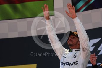 World © Octane Photographic Ltd. Formula 1 - Spanish Grand Prix Podium. Lewis Hamilton - Mercedes AMG Petronas F1 W08 EQ Energy+. Circuit de Barcelona - Catalunya, Spain. Sunday 14th May 2017. Digital Ref:1826LB1D4723
