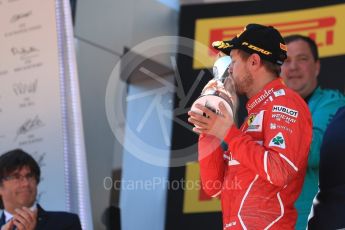 World © Octane Photographic Ltd. Formula 1 - Spanish Grand Prix Podium. Sebastian Vettel - Scuderia Ferrari SF70H. Circuit de Barcelona - Catalunya, Spain. Sunday 14th May 2017. Digital Ref:1826LB1D4823