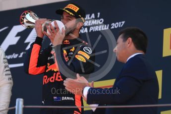 World © Octane Photographic Ltd. Formula 1 - Spanish Grand Prix Podium. Daniel Ricciardo - Red Bull Racing RB13. Circuit de Barcelona - Catalunya, Spain. Sunday 14th May 2017. Digital Ref:1826LB1D4841