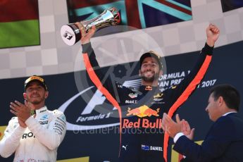 World © Octane Photographic Ltd. Formula 1 - Spanish Grand Prix Podium. Daniel Ricciardo - Red Bull Racing RB13. Circuit de Barcelona - Catalunya, Spain. Sunday 14th May 2017. Digital Ref:1826LB1D4856