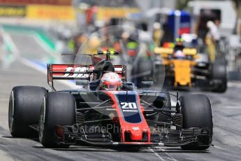 World © Octane Photographic Ltd. Formula 1 - Spanish Grand Prix Practice 2. Kevin Magnussen - Haas F1 Team VF-17 and Jolyon Palmer - Renault Sport F1 Team R.S.17. Circuit de Barcelona - Catalunya, Spain. Friday 12th May 2017. Digital Ref: 1812CB7D4622