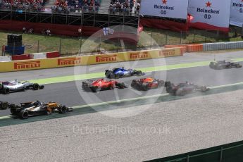 World © Octane Photographic Ltd. Formula 1 - Spanish Grand Prix Race. First lap drama as the pack splits around the slow moving Raikkonen and Verstappen. Circuit de Barcelona - Catalunya, Spain. Sunday 14th May 2017. Digital Ref:1825LB1D3879