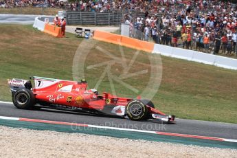 World © Octane Photographic Ltd. Formula 1 - Spanish Grand Prix Race. Kimi Raikkonen with broken steering - Scuderia Ferrari SF70H. Circuit de Barcelona - Catalunya, Spain. Sunday 14th May 2017. Digital Ref:1825LB1D3994