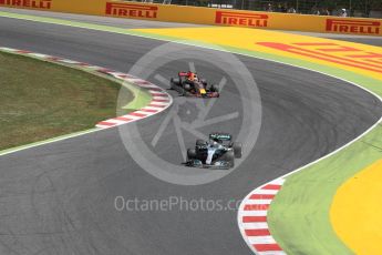 World © Octane Photographic Ltd. Formula 1 - Spanish Grand Prix Race. Valtteri Bottas - Mercedes AMG Petronas F1 W08 EQ Energy+ and Daniel Ricciardo - Red Bull Racing RB13. Circuit de Barcelona - Catalunya, Spain. Sunday 14th May 2017. Digital Ref:1825LB1D4041
