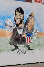 World © Octane Photographic Ltd. Formula 1 - Spanish Grand Prix Race. Fernando Alonso and Jenson Button cartoon - McLaren Honda MCL32. Circuit de Barcelona - Catalunya, Spain. Sunday 14th May 2017. Digital Ref:1825LB1D4401