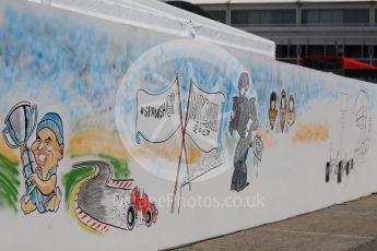 World © Octane Photographic Ltd. Formula 1 - Spanish Grand Prix Race. Spanish GP cartoon wall. Circuit de Barcelona - Catalunya, Spain. Sunday 14th May 2017. Digital Ref:1825LB1D4425