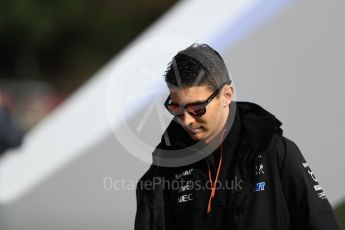 World © Octane Photographic Ltd. Formula 1 - Spanish Grand Prix Paddock. Esteban Ocon - Sahara Force India VJM10. Circuit de Barcelona - Catalunya, Spain. Saturday 13th May 2017. Digital Ref: 1809LB1D0210