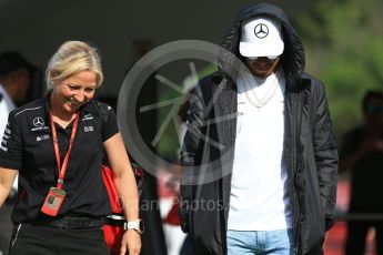 World © Octane Photographic Ltd. Formula 1 - Spanish Grand Prix Paddock. Lewis Hamilton - Mercedes AMG Petronas F1 W08 EQ Energy+. Circuit de Barcelona - Catalunya, Spain. Saturday 13th May 2017. Digital Ref: 1809LB2D8164