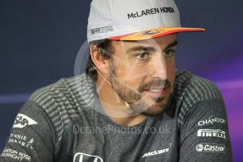 World © Octane Photographic Ltd. Formula 1 - Spanish Grand Prix. Fernando Alonso - McLaren Honda MCL32. Circuit de Barcelona - Catalunya, Spain, FIA Drivers' Press Conference. Thursday 11th May 2017. Digital Ref:1807LB1D8627