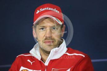 World © Octane Photographic Ltd. Formula 1 - Spanish Grand Prix. Sebastian Vettel - Scuderia Ferrari SF70H. Circuit de Barcelona - Catalunya, Spain, FIA Drivers' Press Conference. Thursday 11th May 2017. Digital Ref:1807LB1D8633