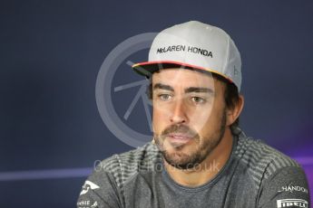 World © Octane Photographic Ltd. Formula 1 - Spanish Grand Prix. Fernando Alonso - McLaren Honda MCL32. Circuit de Barcelona - Catalunya, Spain, FIA Drivers' Press Conference. Thursday 11th May 2017. Digital Ref:1807LB1D8644