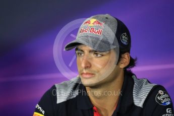 World © Octane Photographic Ltd. Formula 1 - Spanish Grand Prix. Carlos Sainz - Scuderia Toro Rosso STR12. Circuit de Barcelona - Catalunya, Spain, FIA Drivers' Press Conference. Thursday 11th May 2017. Digital Ref:1807LB1D8648