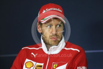 World © Octane Photographic Ltd. Formula 1 - Spanish Grand Prix. Sebastian Vettel - Scuderia Ferrari SF70H. Circuit de Barcelona - Catalunya, Spain, FIA Drivers' Press Conference. Thursday 11th May 2017. Digital Ref:1807LB1D8669
