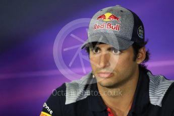 World © Octane Photographic Ltd. Formula 1 - Spanish Grand Prix. Carlos Sainz - Scuderia Toro Rosso STR12. Circuit de Barcelona - Catalunya, Spain, FIA Drivers' Press Conference. Thursday 11th May 2017. Digital Ref:1807LB1D8674