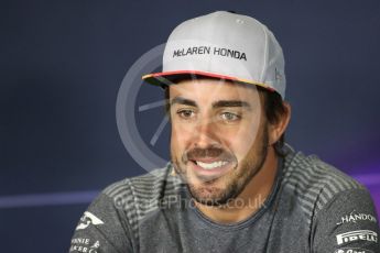 World © Octane Photographic Ltd. Formula 1 - Spanish Grand Prix. Fernando Alonso - McLaren Honda MCL32. Circuit de Barcelona - Catalunya, Spain, FIA Drivers' Press Conference. Thursday 11th May 2017. Digital Ref:1807LB1D8692