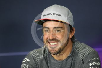 World © Octane Photographic Ltd. Formula 1 - Spanish Grand Prix. Fernando Alonso - McLaren Honda MCL32. Circuit de Barcelona - Catalunya, Spain, FIA Drivers' Press Conference. Thursday 11th May 2017. Digital Ref:1807LB1D8698