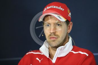 World © Octane Photographic Ltd. Formula 1 - Spanish Grand Prix. Sebastian Vettel - Scuderia Ferrari SF70H. Circuit de Barcelona - Catalunya, Spain, FIA Drivers' Press Conference. Thursday 11th May 2017. Digital Ref:1807LB1D8719