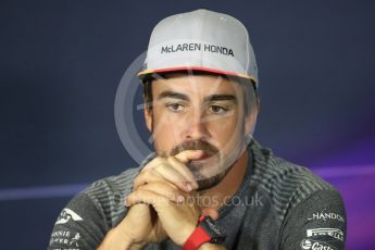 World © Octane Photographic Ltd. Formula 1 - Spanish Grand Prix. Fernando Alonso - McLaren Honda MCL32. Circuit de Barcelona - Catalunya, Spain, FIA Drivers' Press Conference. Thursday 11th May 2017. Digital Ref:1807LB1D8727