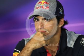 World © Octane Photographic Ltd. Formula 1 - Spanish Grand Prix. Carlos Sainz - Scuderia Toro Rosso STR12. Circuit de Barcelona - Catalunya, Spain, FIA Drivers' Press Conference. Thursday 11th May 2017. Digital Ref:1807LB1D8731