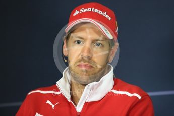 World © Octane Photographic Ltd. Formula 1 - Spanish Grand Prix. Sebastian Vettel - Scuderia Ferrari SF70H. Circuit de Barcelona - Catalunya, Spain, FIA Drivers' Press Conference. Thursday 11th May 2017. Digital Ref:1807LB1D8749