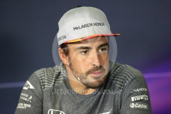 World © Octane Photographic Ltd. Formula 1 - Spanish Grand Prix. Fernando Alonso - McLaren Honda MCL32. Circuit de Barcelona - Catalunya, Spain, FIA Drivers' Press Conference. Thursday 11th May 2017. Digital Ref:1807LB1D8758