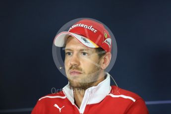 World © Octane Photographic Ltd. Formula 1 - Spanish Grand Prix. Sebastian Vettel - Scuderia Ferrari SF70H. Circuit de Barcelona - Catalunya, Spain, FIA Drivers' Press Conference. Thursday 11th May 2017. Digital Ref:1807LB1D8774