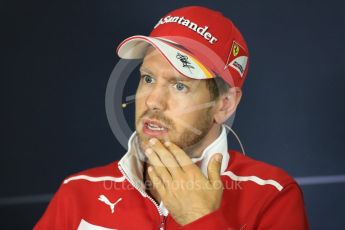 World © Octane Photographic Ltd. Formula 1 - Spanish Grand Prix. Sebastian Vettel - Scuderia Ferrari SF70H. Circuit de Barcelona - Catalunya, Spain, FIA Drivers' Press Conference. Thursday 11th May 2017. Digital Ref:1807LB1D8779