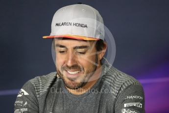 World © Octane Photographic Ltd. Formula 1 - Spanish Grand Prix. Fernando Alonso - McLaren Honda MCL32. Circuit de Barcelona - Catalunya, Spain, FIA Drivers' Press Conference. Thursday 11th May 2017. Digital Ref:1807LB1D8790