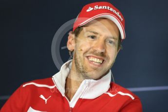 World © Octane Photographic Ltd. Formula 1 - Spanish Grand Prix. Sebastian Vettel - Scuderia Ferrari SF70H. Circuit de Barcelona - Catalunya, Spain, FIA Drivers' Press Conference. Thursday 11th May 2017. Digital Ref:1807LB1D8807