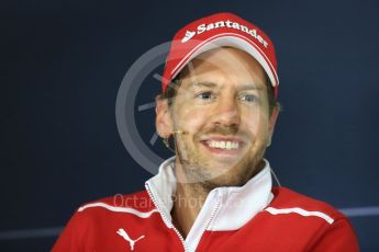 World © Octane Photographic Ltd. Formula 1 - Spanish Grand Prix. Sebastian Vettel - Scuderia Ferrari SF70H. Circuit de Barcelona - Catalunya, Spain, FIA Drivers' Press Conference. Thursday 11th May 2017. Digital Ref:1807LB1D8821