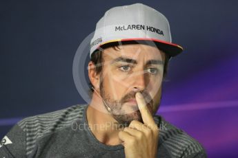 World © Octane Photographic Ltd. Formula 1 - Spanish Grand Prix. Fernando Alonso - McLaren Honda MCL32. Circuit de Barcelona - Catalunya, Spain, FIA Drivers' Press Conference. Thursday 11th May 2017. Digital Ref:1807LB1D8833