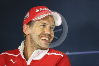 World © Octane Photographic Ltd. Formula 1 - Spanish Grand Prix. Sebastian Vettel - Scuderia Ferrari SF70H. Circuit de Barcelona - Catalunya, Spain, FIA Drivers' Press Conference. Thursday 11th May 2017. Digital Ref:1807LB1D8837