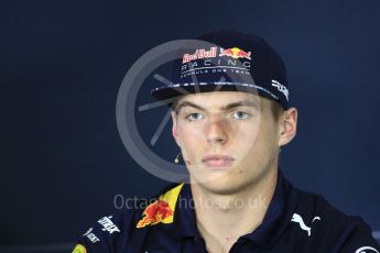 World © Octane Photographic Ltd. Formula 1 - Spanish Grand Prix. Max Verstappen - Red Bull Racing RB13. Circuit de Barcelona - Catalunya, Spain, FIA Drivers' Press Conference. Thursday 11th May 2017. Digital Ref:1807LB1D8907