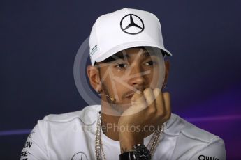 World © Octane Photographic Ltd. Formula 1 - Spanish Grand Prix. Lewis Hamilton - Mercedes AMG Petronas F1 W08 EQ Energy+. Circuit de Barcelona - Catalunya, Spain, Spain, FIA Drivers' Press Conference. Thursday 11th May 2017. Digital Ref:1807LB1D8942