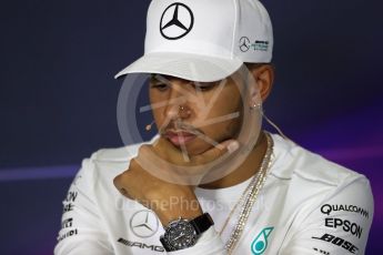 World © Octane Photographic Ltd. Formula 1 - Spanish Grand Prix. Lewis Hamilton - Mercedes AMG Petronas F1 W08 EQ Energy+. Circuit de Barcelona - Catalunya, Spain, Spain, FIA Drivers' Press Conference. Thursday 11th May 2017. Digital Ref:1807LB1D8960