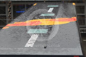 World © Octane Photographic Ltd. Formula 1 - Spanish Grand Prix. Red Bull Racing in the rain. Circuit de Barcelona - Catalunya, Spain. Thursday 11th May 2017. Digital Ref: 1805CB1L7369