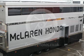 World © Octane Photographic Ltd. Formula 1 - Spanish Grand Prix. McLaren Honda Engineering trailer. Circuit de Barcelona - Catalunya, Spain. Thursday 11th May 2017. Digital Ref: 1805CB1L7382