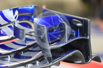 World © Octane Photographic Ltd. Formula 1 - Spanish Grand Prix. Scuderia Toro Rosso STR12 front wing detail. Circuit de Barcelona - Catalunya, Spain. Thursday 11th May 2017. Digital Ref:1805CB7D3510