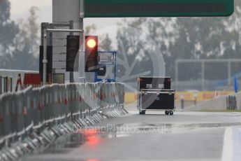 World © Octane Photographic Ltd. Formula 1 - Spanish Grand Prix. Wet Thursday morning pitlane. Circuit de Barcelona - Catalunya, Spain. Thursday 11th May 2017. Digital Ref:1805CB7D3515