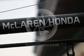 World © Octane Photographic Ltd. Formula 1 - Spanish Grand Prix. McLaren Honda logo. Circuit de Barcelona - Catalunya, Spain. Thursday 11th May 2017. Digital Ref: 1805LB1D8310